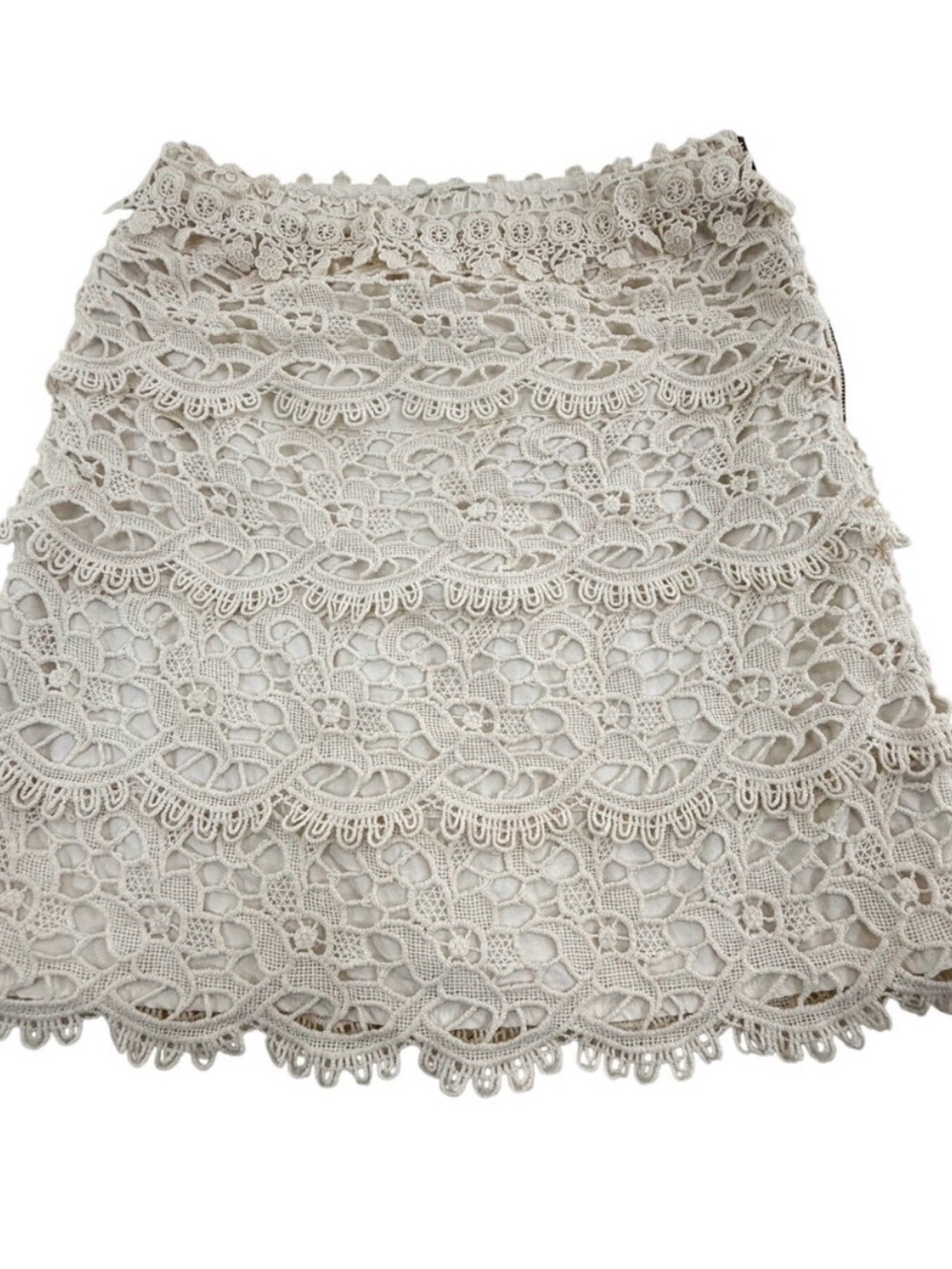 LOFT Cream Lace Tiered Mini Skirt Size 2